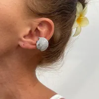 1 Piece 1 Pair Retro Classic Style Scallop Starfish Flower Plating Alloy Iron Ear Cuffs Ear Studs main image 4