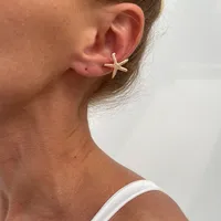 1 Piece 1 Pair Retro Classic Style Scallop Starfish Flower Plating Alloy Iron Ear Cuffs Ear Studs sku image 1
