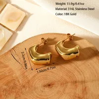 1 Pair Retro Classic Style U Shape Geometric Plating 316L Stainless Steel  Ear Studs sku image 3
