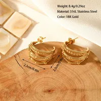 1 Pair Retro Classic Style U Shape Geometric Plating 316L Stainless Steel  Ear Studs sku image 5