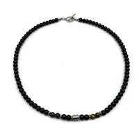 Niche Design High-end Feeling New Stainless Steel Men's Necklace Natural Tiger Eye Stone Map Stone Beaded OT Buckle Necklace main image 5