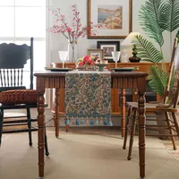 Retro Stripe Plant Cotton Polyester Tablecloths main image 3