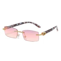 Retro Vacation Rectangle Pc Square Frameless Glasses sku image 3