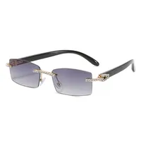 Retro Vacation Rectangle Pc Square Frameless Glasses sku image 1