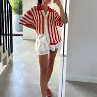 Women's Knitwear Short Sleeve Sweaters & Cardigans Casual Simple Style Streetwear Stripe main image 4