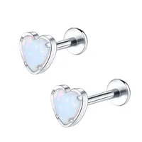 Modern Style Classic Style Heart Shape Titanium Alloy Inlay Opal Unisex Lip Stud Ear Studs main image 4
