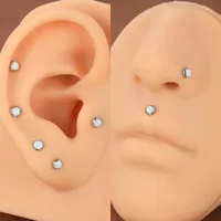 Modern Style Classic Style Heart Shape Titanium Alloy Inlay Opal Unisex Lip Stud Ear Studs main image 8