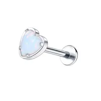 Modern Style Classic Style Heart Shape Titanium Alloy Inlay Opal Unisex Lip Stud Ear Studs main image 9