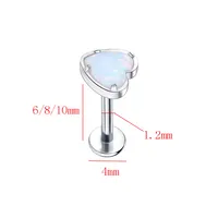Modern Style Classic Style Heart Shape Titanium Alloy Inlay Opal Unisex Lip Stud Ear Studs main image 2