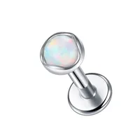 Modern Style Classic Style Heart Shape Titanium Alloy Inlay Opal Unisex Lip Stud Ear Studs main image 10