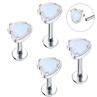 Modern Style Classic Style Heart Shape Titanium Alloy Inlay Opal Unisex Lip Stud Ear Studs main image 6