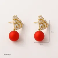 1 Pair Luxurious Shiny Heart Shape Copper Drop Earrings sku image 1