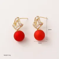1 Pair Luxurious Shiny Heart Shape Copper Drop Earrings sku image 3