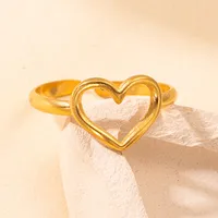 Simple Style Heart Shape Titanium Steel Plating Women's Open Rings main image 4