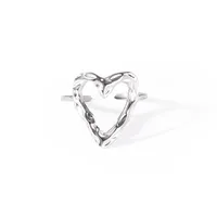 Simple Style Heart Shape Titanium Steel Plating Women's Open Rings main image 5