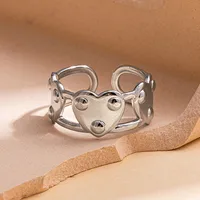 Simple Style Heart Shape Titanium Steel Plating Women's Open Rings sku image 4
