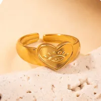 Simple Style Heart Shape Titanium Steel Plating Women's Open Rings sku image 32