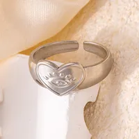 Simple Style Heart Shape Titanium Steel Plating Women's Open Rings sku image 7