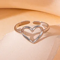 Simple Style Heart Shape Titanium Steel Plating Women's Open Rings sku image 8