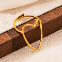Simple Style Heart Shape Titanium Steel Plating Women's Open Rings sku image 34