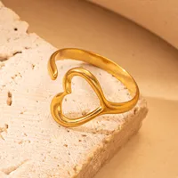 Simple Style Heart Shape Titanium Steel Plating Women's Open Rings sku image 35