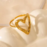 Simple Style Heart Shape Titanium Steel Plating Women's Open Rings sku image 40