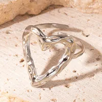 Simple Style Heart Shape Titanium Steel Plating Women's Open Rings sku image 15