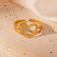 Simple Style Heart Shape Titanium Steel Plating Women's Open Rings sku image 41