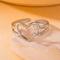 Simple Style Heart Shape Titanium Steel Plating Women's Open Rings sku image 16