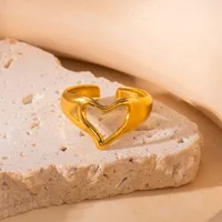 Simple Style Heart Shape Titanium Steel Plating Women's Open Rings sku image 42