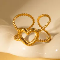 Simple Style Heart Shape Titanium Steel Plating Women's Open Rings sku image 43
