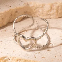 Simple Style Heart Shape Titanium Steel Plating Women's Open Rings sku image 18