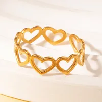 Simple Style Heart Shape Titanium Steel Plating Women's Open Rings sku image 44