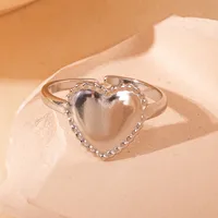 Simple Style Heart Shape Titanium Steel Plating Women's Open Rings sku image 22