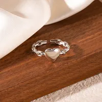 Simple Style Heart Shape Titanium Steel Plating Women's Open Rings sku image 23