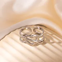 Simple Style Heart Shape Titanium Steel Plating Women's Open Rings sku image 25