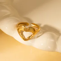 Simple Style Heart Shape Titanium Steel Plating Women's Open Rings sku image 27