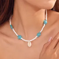 Hawaiian Tortoise Shell Alloy Seed Bead Beaded Women's Necklace sku image 1