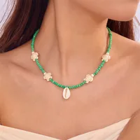 Hawaiian Tortoise Shell Alloy Seed Bead Beaded Women's Necklace sku image 5