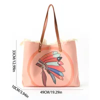 Women's Medium Polyester Geometric Vacation Square Magnetic Buckle Tote Bag main image 2