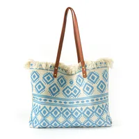 Women's Medium Polyester Geometric Vacation Square Magnetic Buckle Tote Bag sku image 2