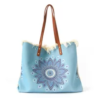 Women's Medium Polyester Geometric Vacation Square Magnetic Buckle Tote Bag sku image 3