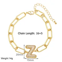 Simple Style Letter Copper Plating Inlay Zircon 18K Gold Plated Unisex Bracelets sku image 26