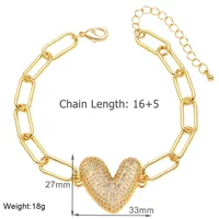 Simple Style Letter Copper Plating Inlay Zircon 18K Gold Plated Unisex Bracelets sku image 27