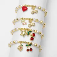 Simple Style Cherry Copper Plating Inlay Zircon 18K Gold Plated Unisex Bracelets main image 1