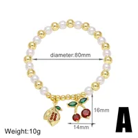 Simple Style Cherry Copper Plating Inlay Zircon 18K Gold Plated Unisex Bracelets sku image 1