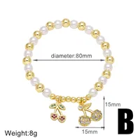 Simple Style Cherry Copper Plating Inlay Zircon 18K Gold Plated Unisex Bracelets sku image 2
