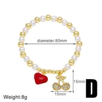 Simple Style Cherry Copper Plating Inlay Zircon 18K Gold Plated Unisex Bracelets sku image 4