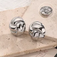 1 Pair/Package Casual Vacation Modern Style U Shape Round Handmade Polishing Plating 304 Stainless Steel 18K Gold Plated Ear Studs main image 2