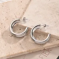 1 Pair/Package Casual Vacation Modern Style U Shape Round Handmade Polishing Plating 304 Stainless Steel 18K Gold Plated Ear Studs main image 5